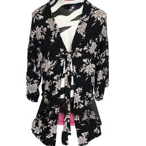 Spiritual Gangster Black and Cream Floral Cardigan